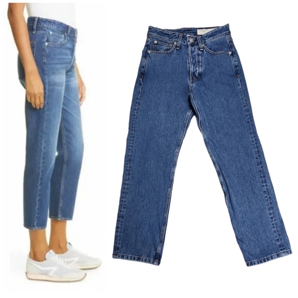 NWT Rag & Bone Maya High Waist Ankle Straight Jeans, Dark Wash, Size 34